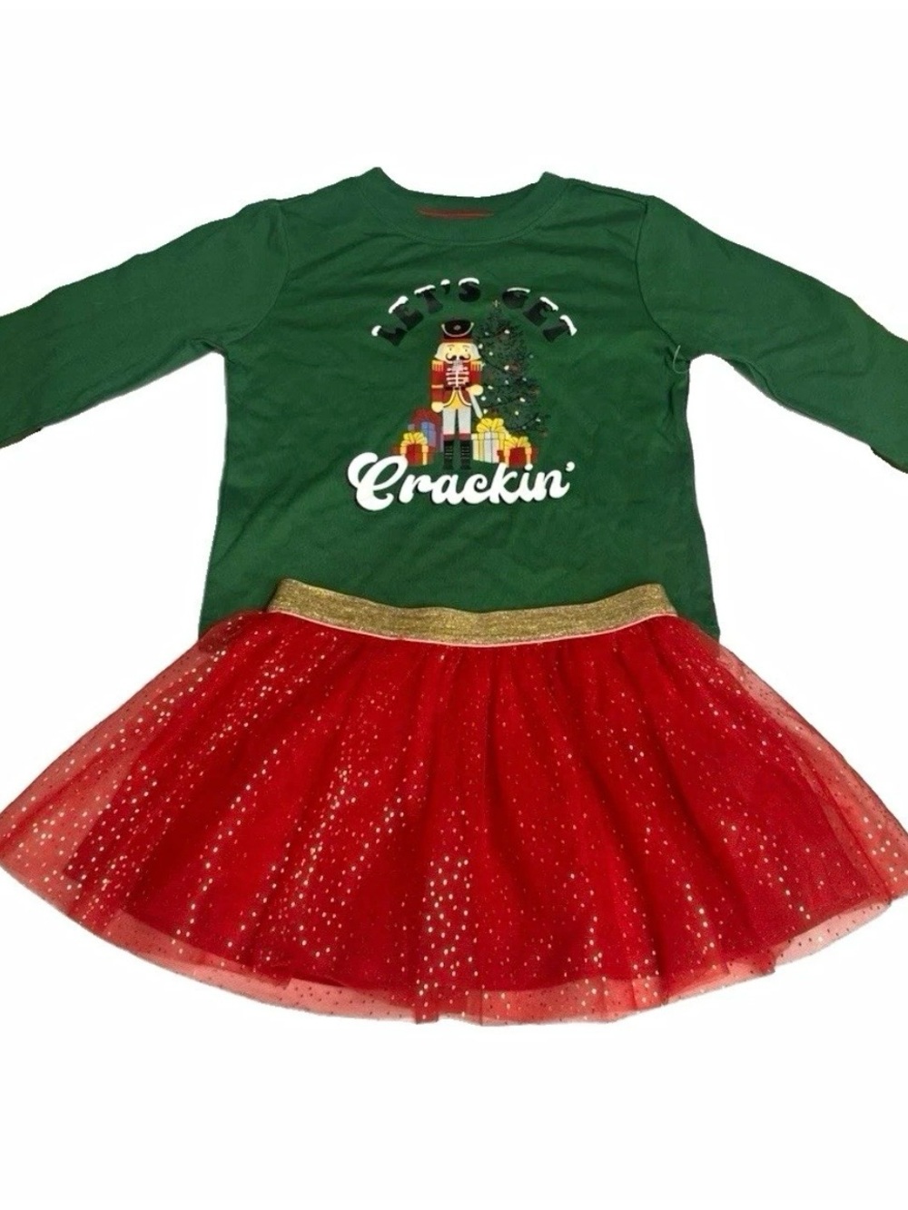 Holiday Time Girls 2T Nutcracker Christmas 2pc Tulle Skirt Set Red Green Holiday